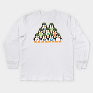 Linux Tux Penguin Army distro Logo T-shirt Kids Long Sleeve T-Shirt